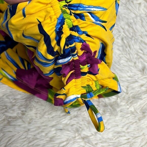 Tommy Bahama Side-Shirred Skirted Hipster Bikini Bottoms Yellow Floral Size Sma - Picture 3 of 8